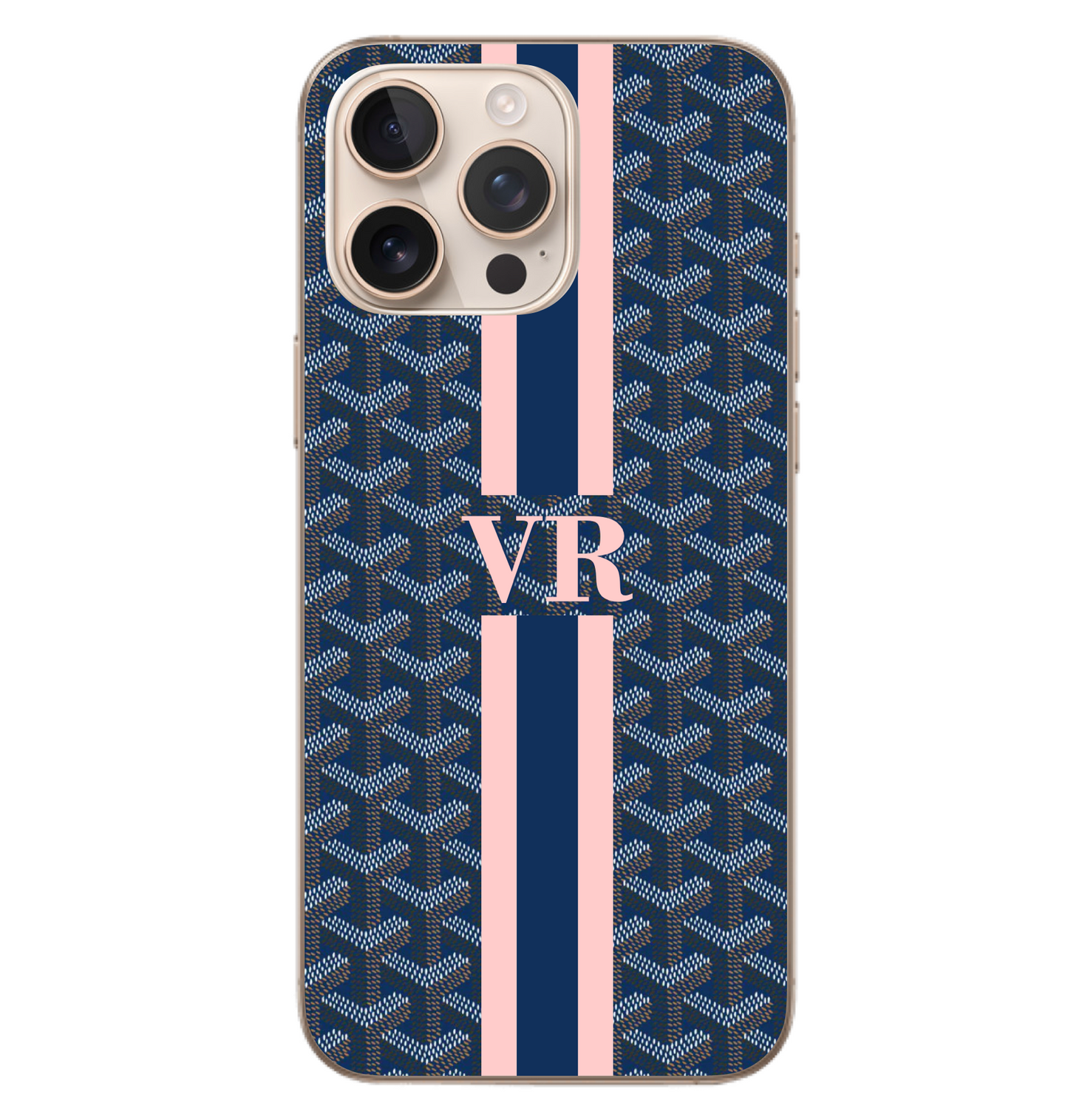 Blue Peach Striped Goyard Case