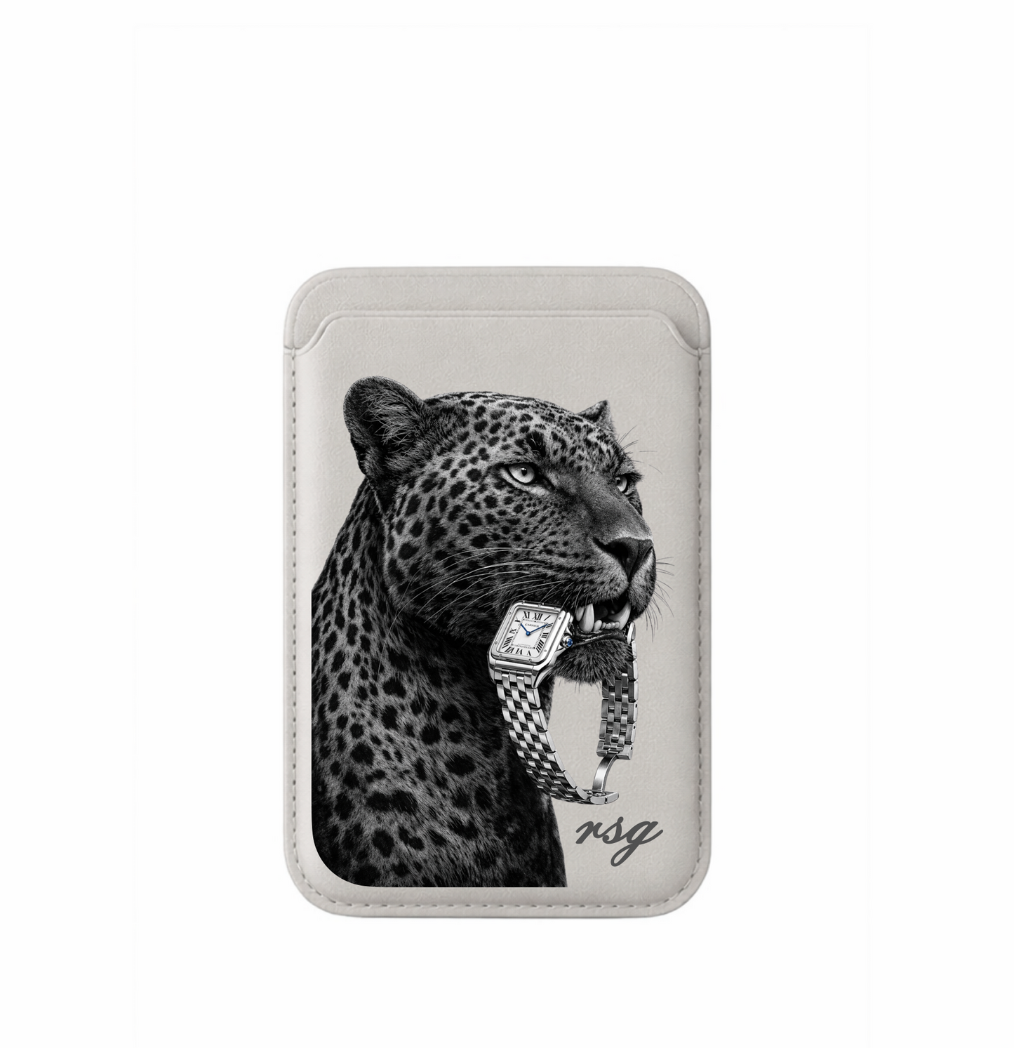 Leather MagSafe Leopard Watch Wallet