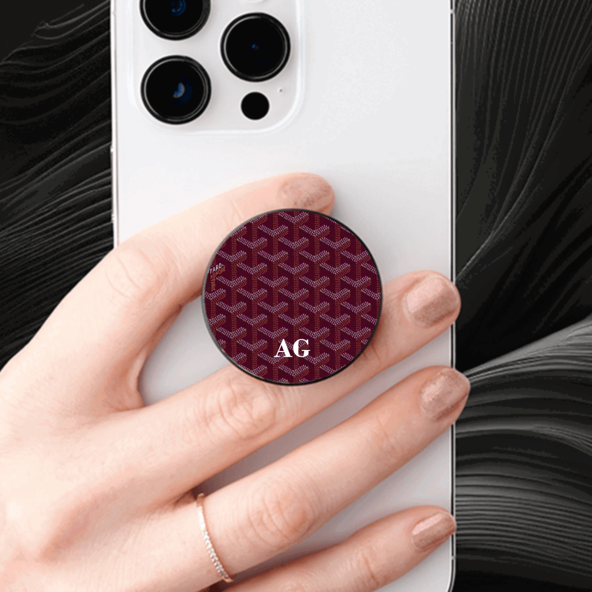Burgundy Goyard Pop Socket