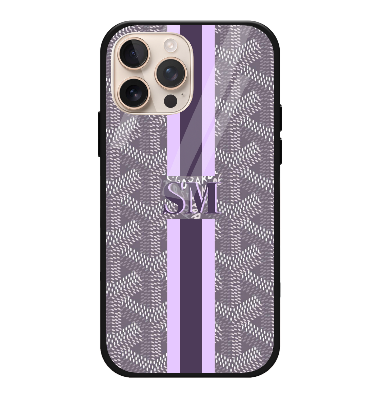 Grey & Lilac Goyard Stripe Case