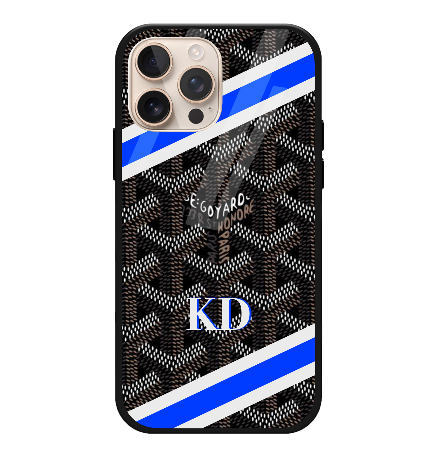 Black & Blue Goyard Striped Case