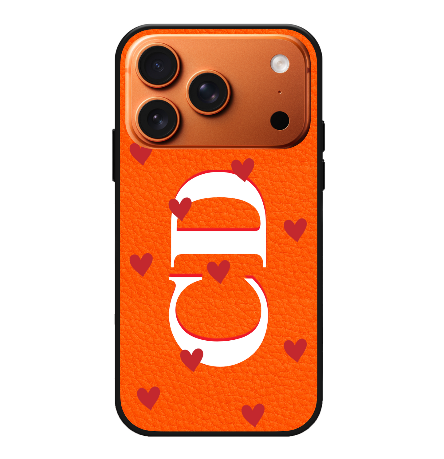 Red Hearts Monogram Vegan Leather Case