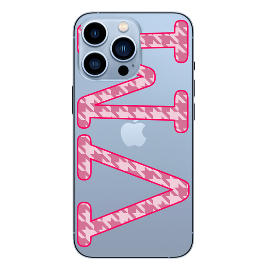 Pink Houndstooth Monogram Case