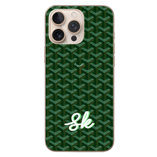 Green Cursive Goyard Case