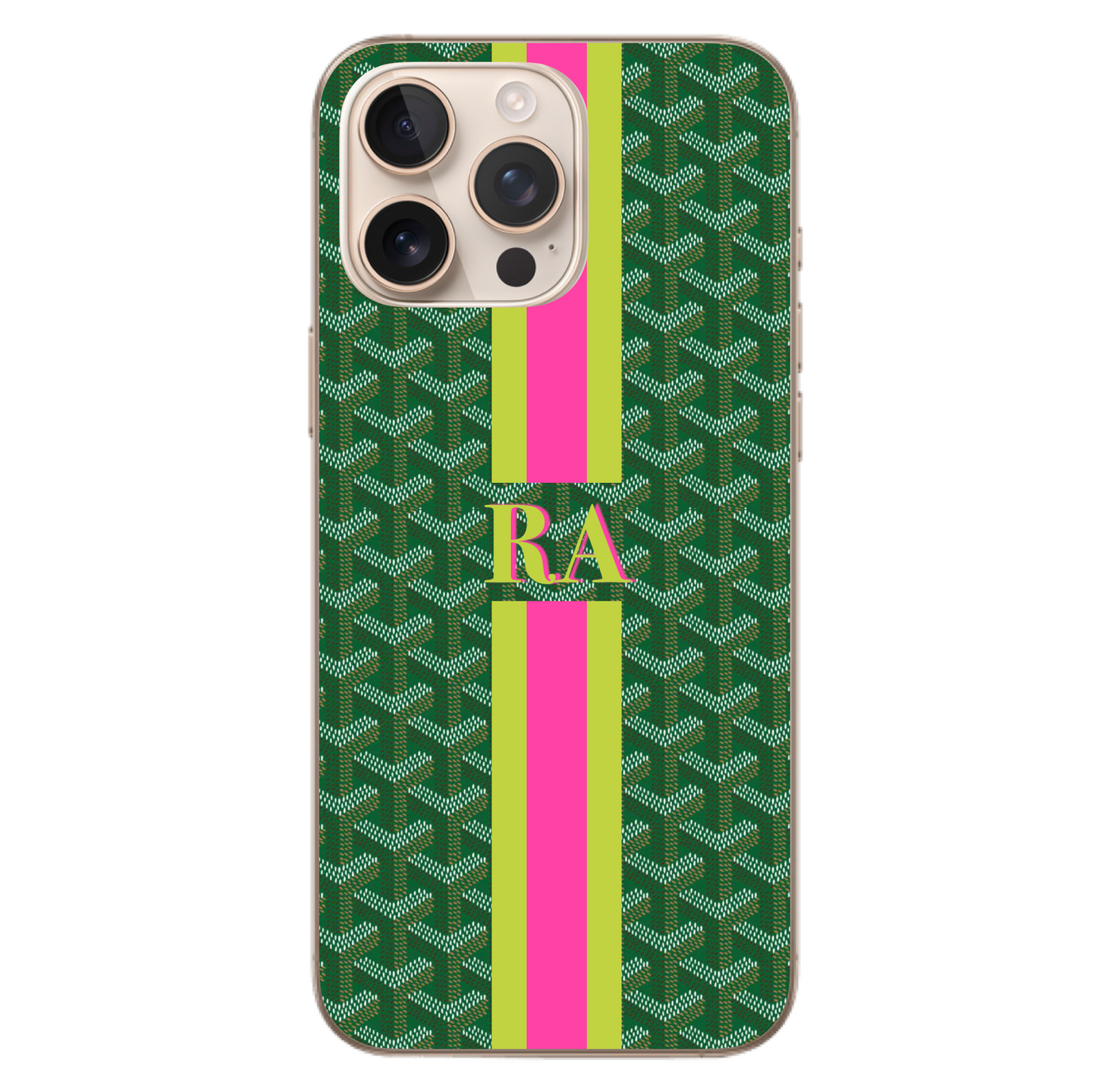 Green Goyard stripe Case