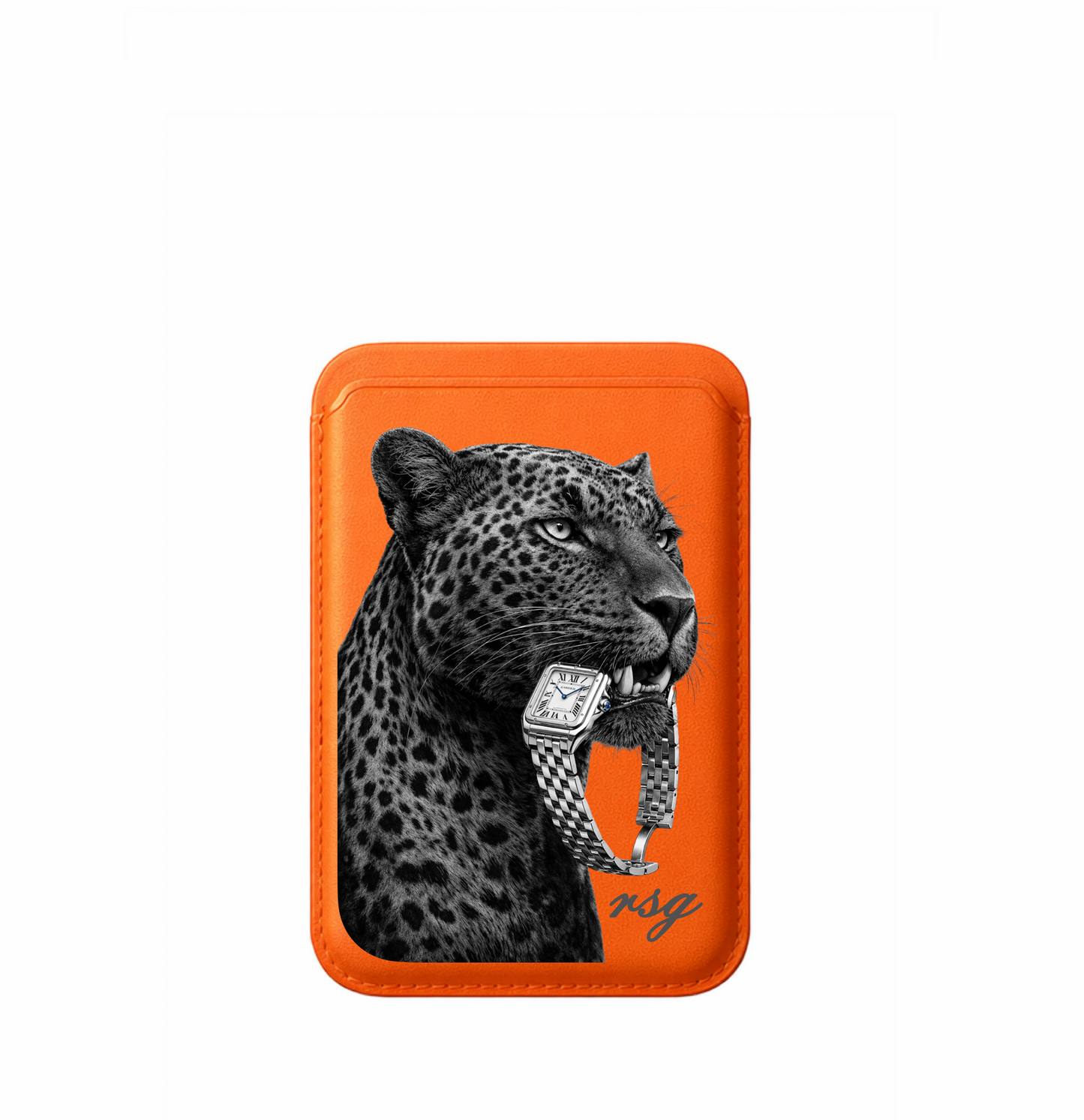 Leather MagSafe Leopard Watch Wallet