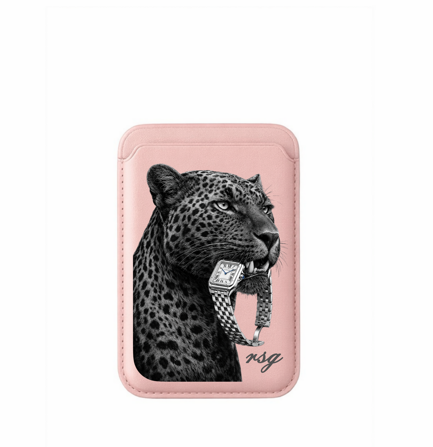 Leather MagSafe Leopard Watch Wallet