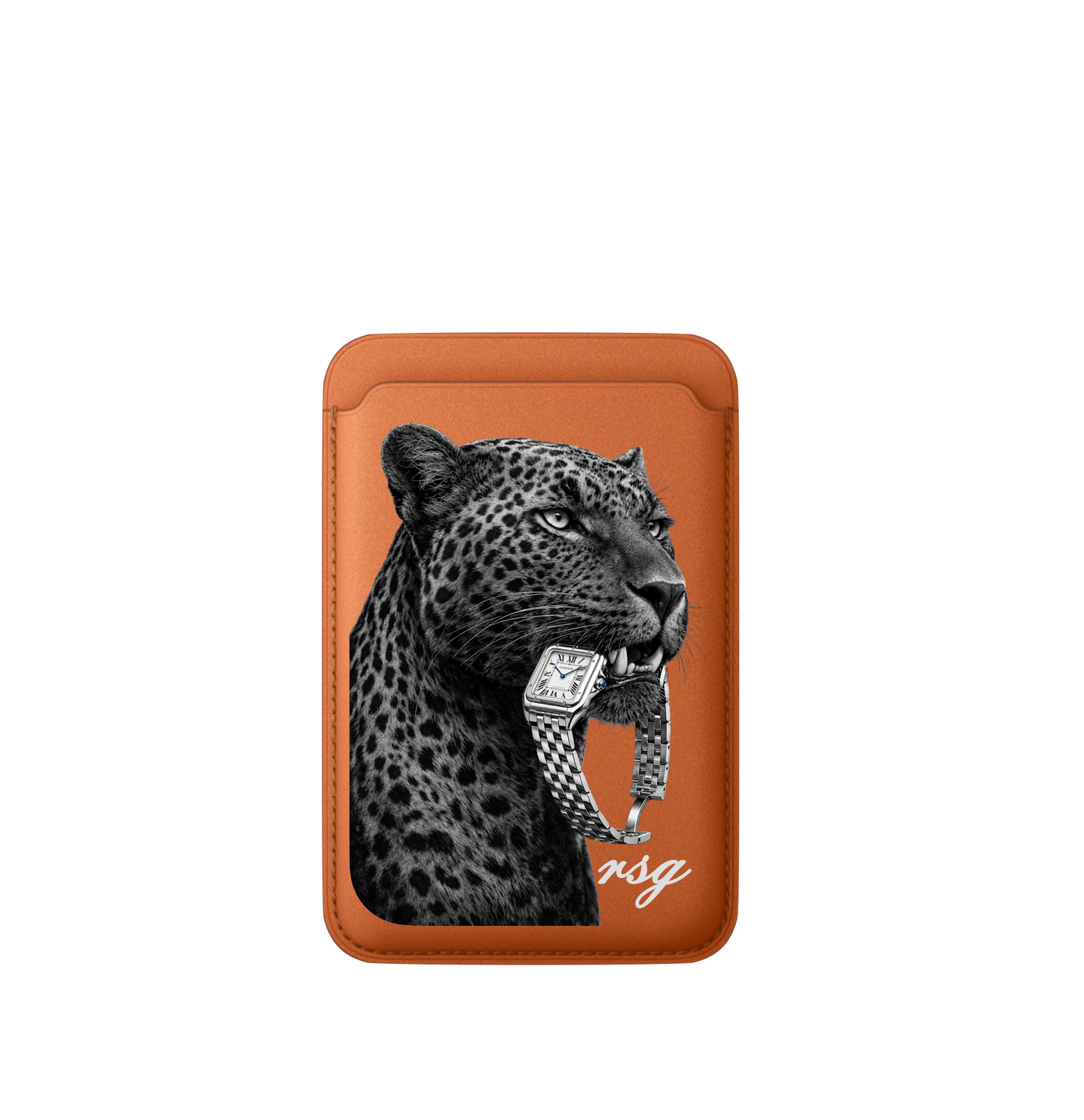 Leather MagSafe Leopard Watch Wallet
