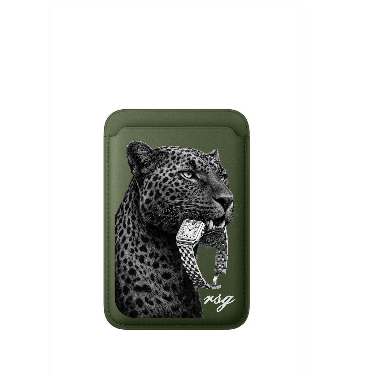 Leather MagSafe Leopard Watch Wallet