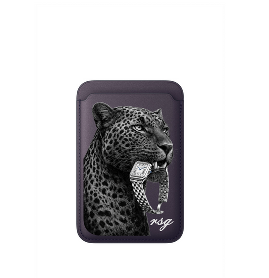 Leather MagSafe Leopard Watch Wallet