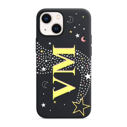 Moons and Stars Personalised Leather Case