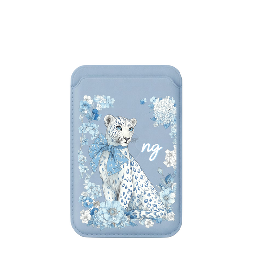 Leather MagSafe Floral Leopard Wallet